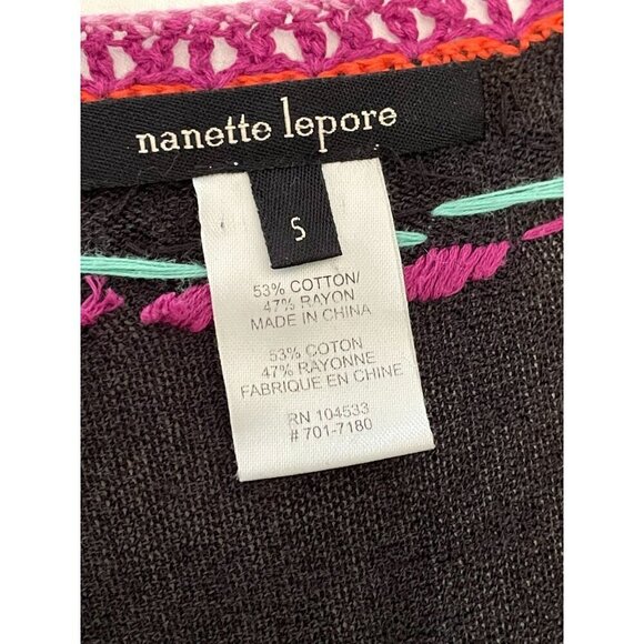 Anthropologie Nanette Lepore Women's Dress S  Black With Colorful Embroidery  53 - Picture 3 of 8